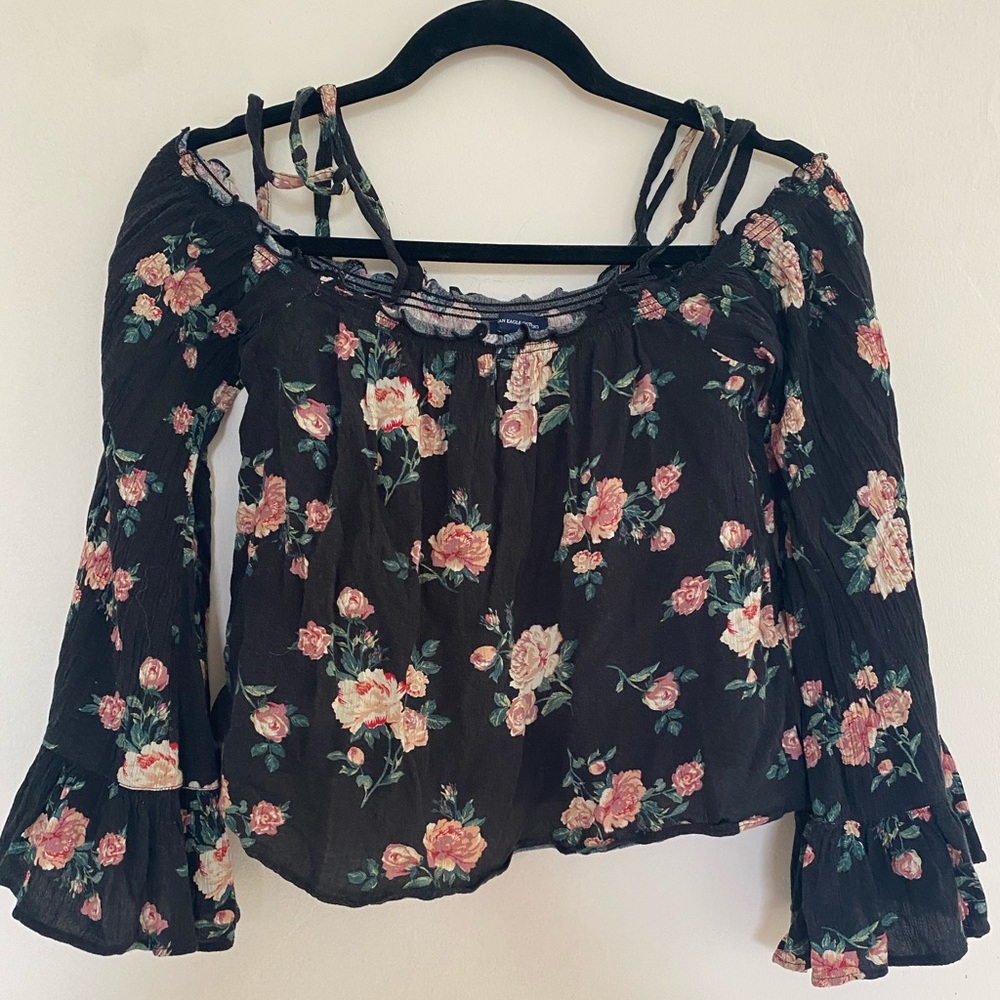 Off the shoulder AE crop top